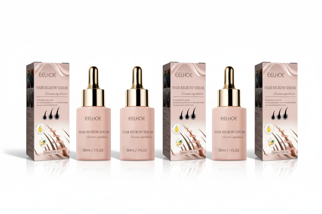 6 EELHOE Hair Regrow Serum bottles and boxes
