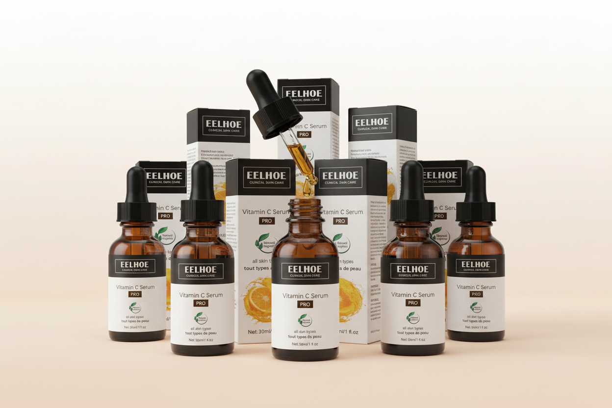 Six EELHOE bottles staggered arrangement